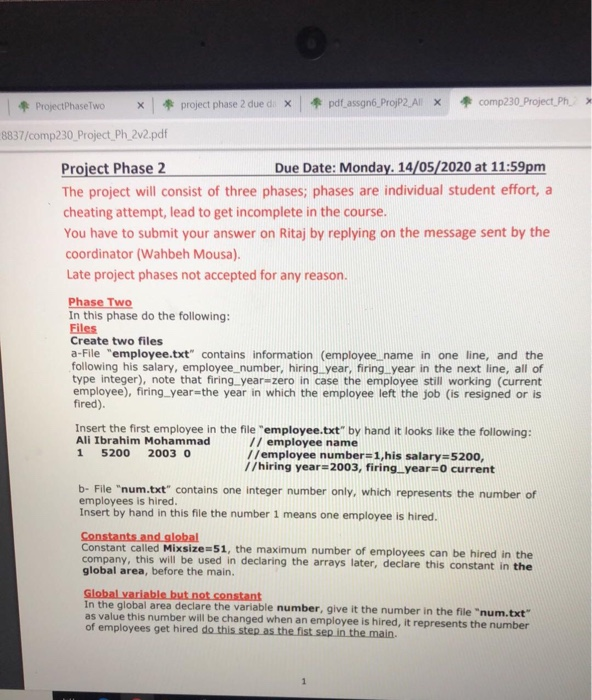 Solved X ProjectPhaselwo project phase 2 due dix pdf assgn6 | Chegg.com