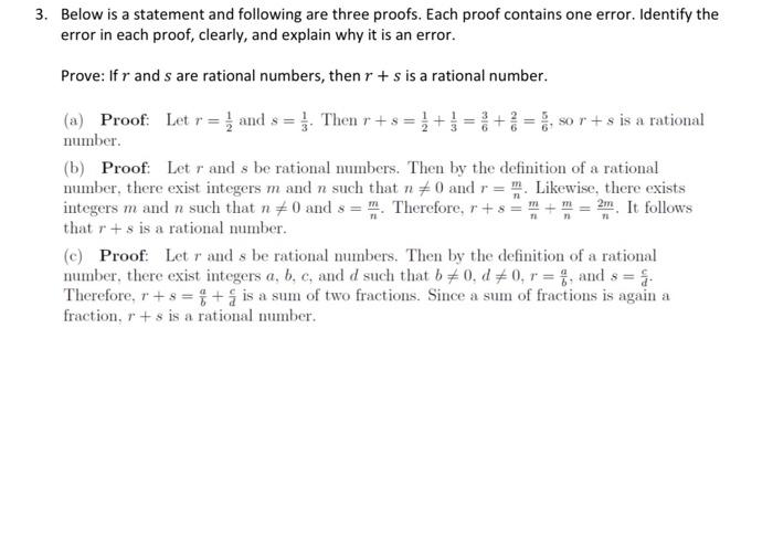 Solved 3. Below is a statement and following are three | Chegg.com