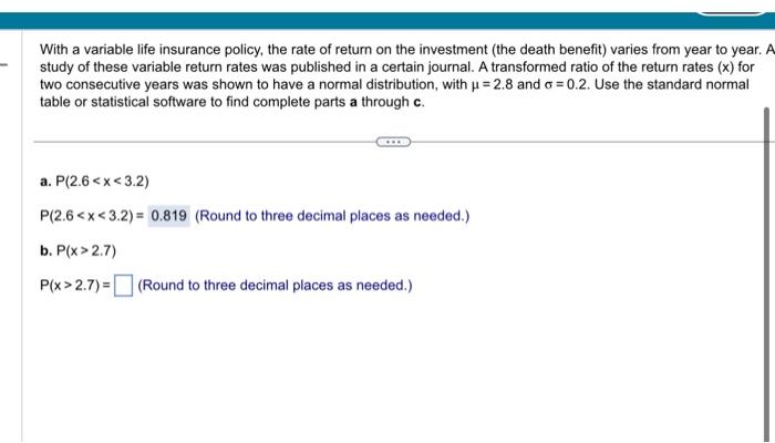 Solved With a variable life insurance policy, the rate of | Chegg.com