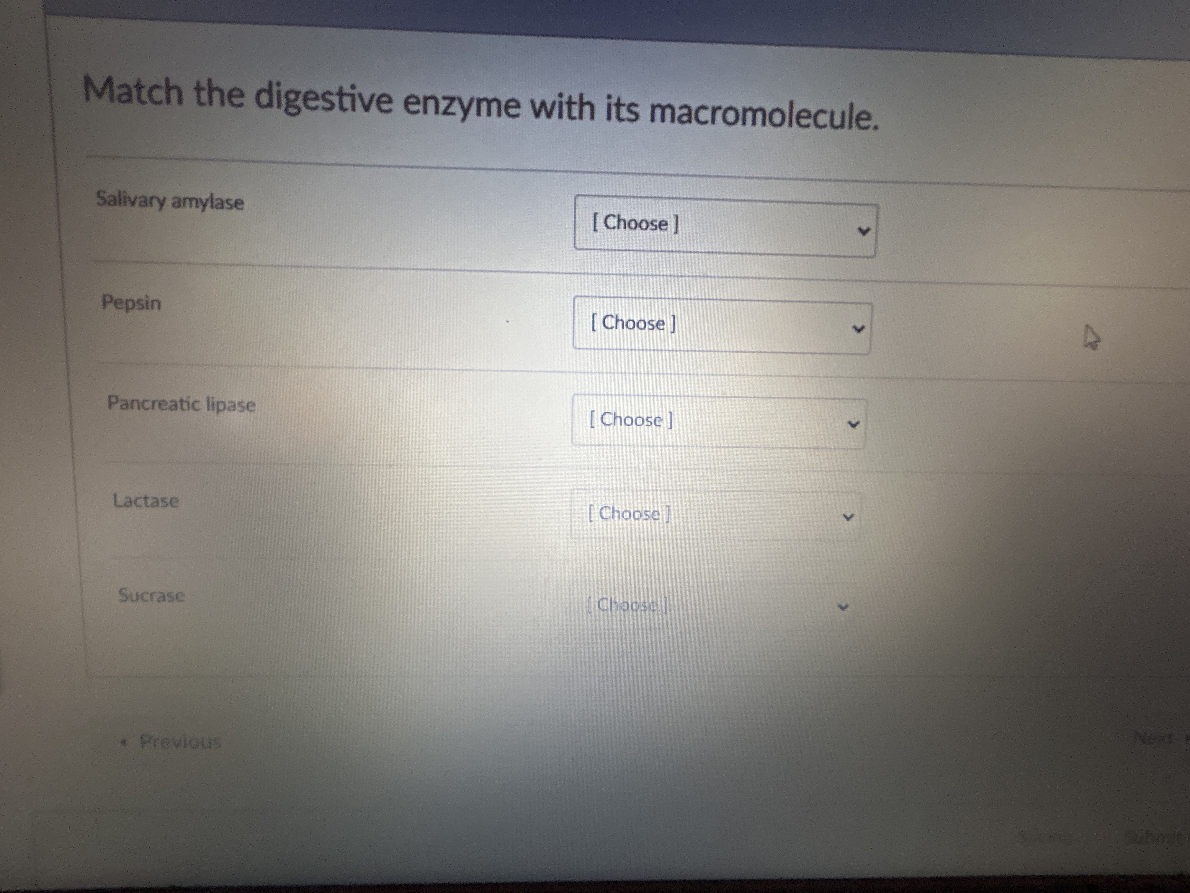 Solved Match the digestive enzyme with its | Chegg.com