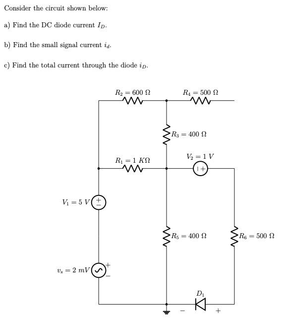 Solved Consider The Circuit Shown Below: A) Find The DC | Chegg.com