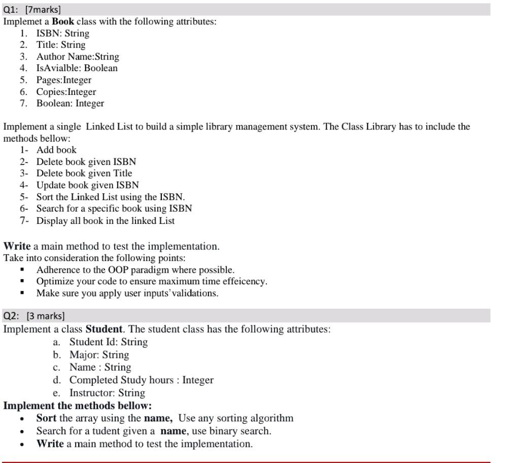 Solved Data Struacture, Please solve it well Languge Java, | Chegg.com