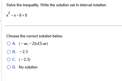 Solved Solve the inequality. Write the solution set in | Chegg.com