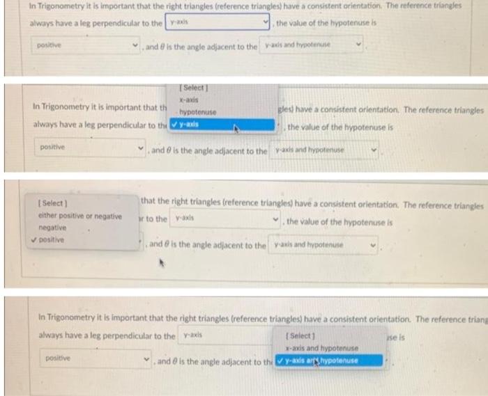 Solved In Trigonometry it is important that the right | Chegg.com