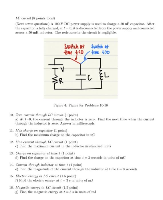 Solved LC circuit ( 8 points total) (Next seven questions) A | Chegg.com