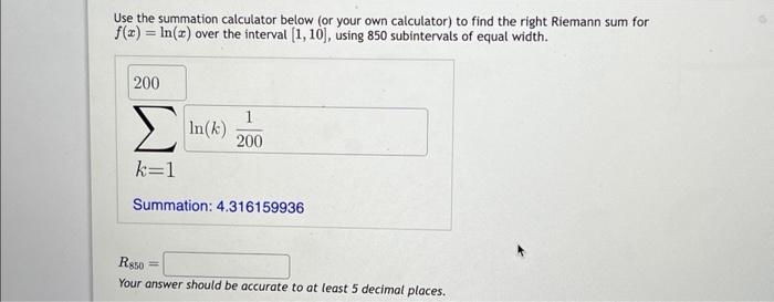 Right riemann deals sum calculator