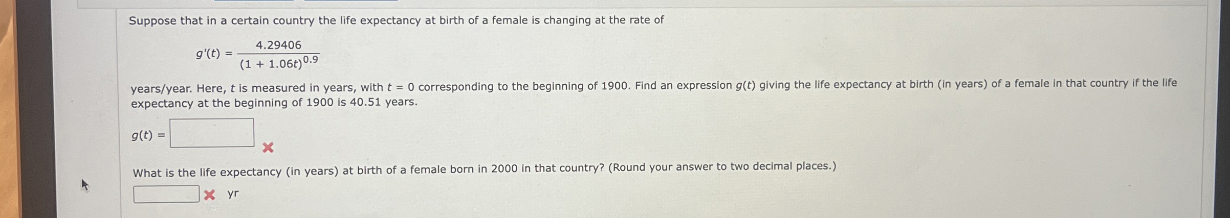 Solved Suppose that in a certain country the life expectancy | Chegg.com