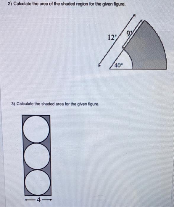 calculate the area of the shaded region in the given figure below