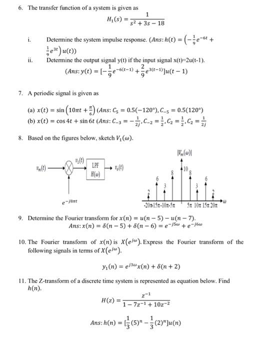 Solved 1 6 The Transfer Function Of A System Is Given As Chegg Com