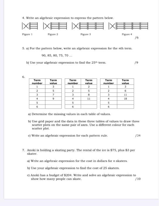 Solved 4. Write an algebraic expression to express the | Chegg.com