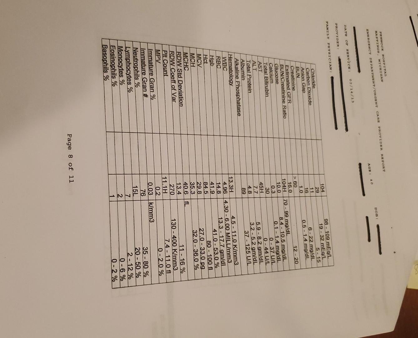 PENNOCK HOSPITAL HASTINGS, MICHIGAN Chart 3 SERVICE