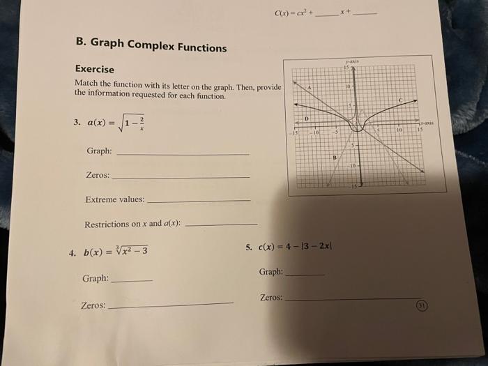 Solved C(x) x + B. Graph Complex Functions Exercise Match | Chegg.com