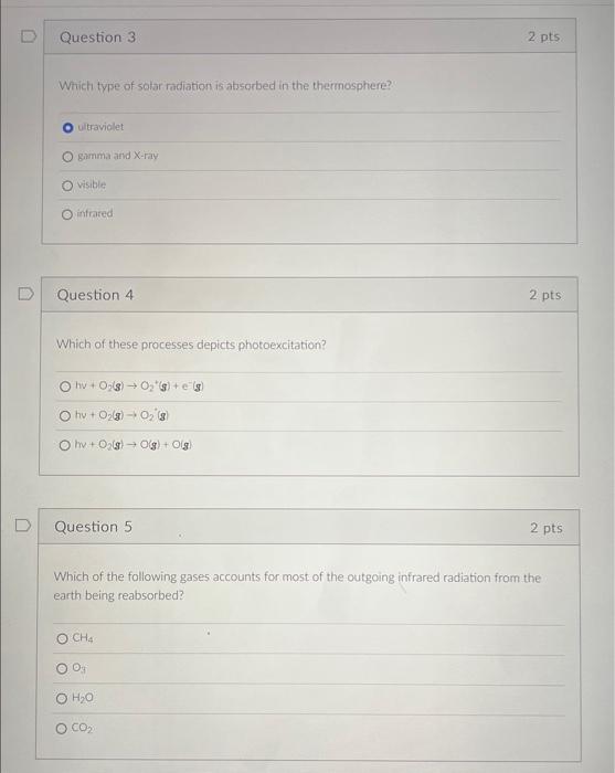 Solved Question 3 2 Pts Which Type Of Solar Radiation Is 