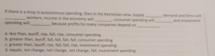 Solved If there is a drop in autonomous spending, then in | Chegg.com