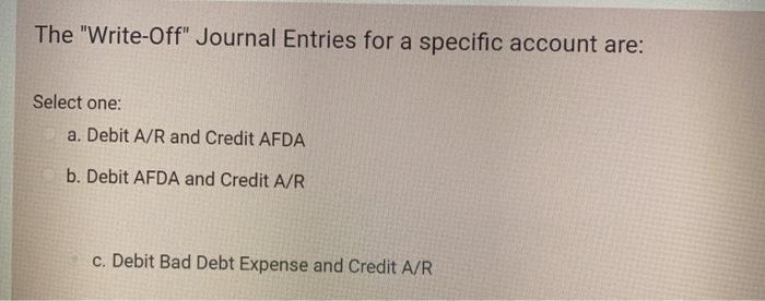Solved The Allowance for Doubtful Accounts (AFDA) satisfies | Chegg.com