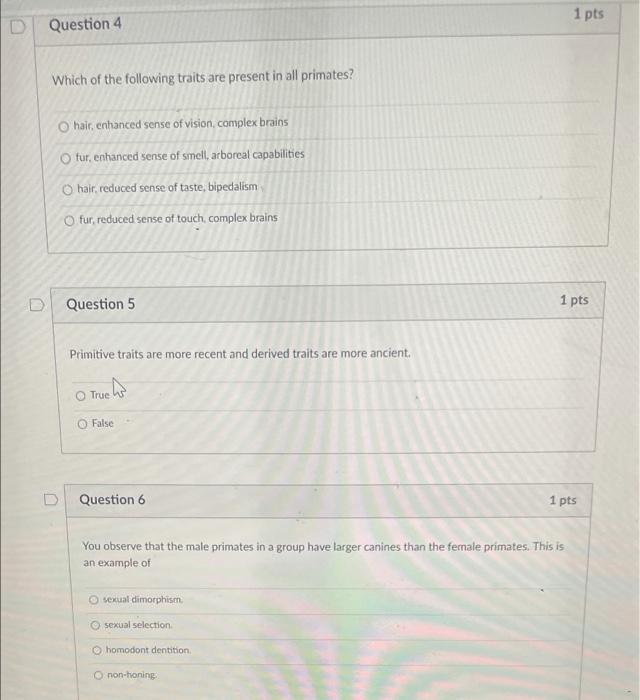 1 pts D Question 4 Which of the following traits are | Chegg.com