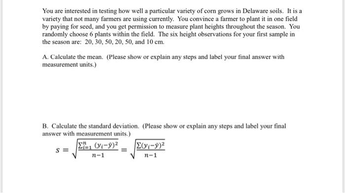 Solved B. Calculate The Standard Deviation. (Please Show Or | Chegg.com