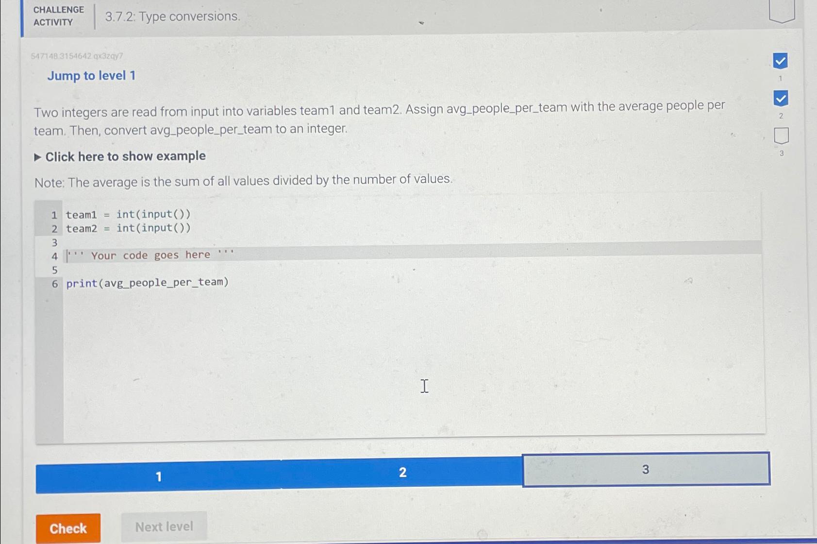 Solved CHALLENGEACTIVITY3.7.2: Type | Chegg.com