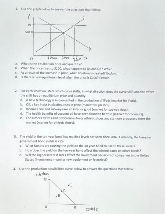 Solved 1. Use the graph below to answer the questions that | Chegg.com