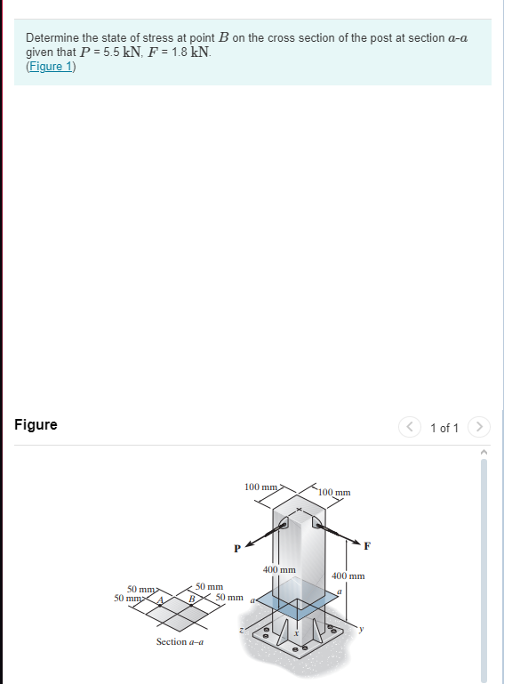 Solved Determine the state of ﻿stress at ﻿point B on ﻿the | Chegg.com