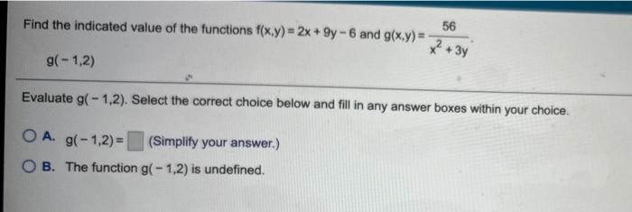 Solved Find The Indicated Value Of The Functions F(x,y) = 2x | Chegg.com