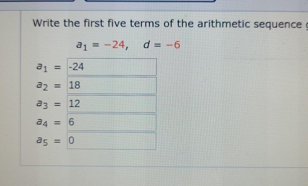 Solved Write the first five terms of the arithmetic sequence | Chegg.com