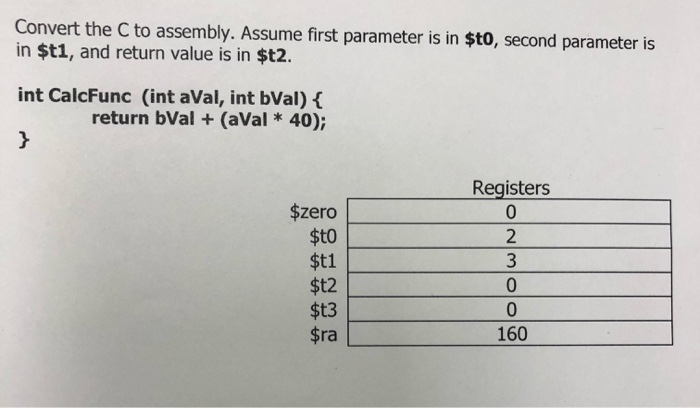 Convert the C to assembly. Assume first parameter is | Chegg.com