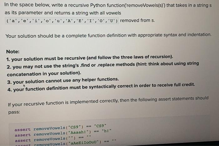 Solved In the space below, write a recursive Python | Chegg.com