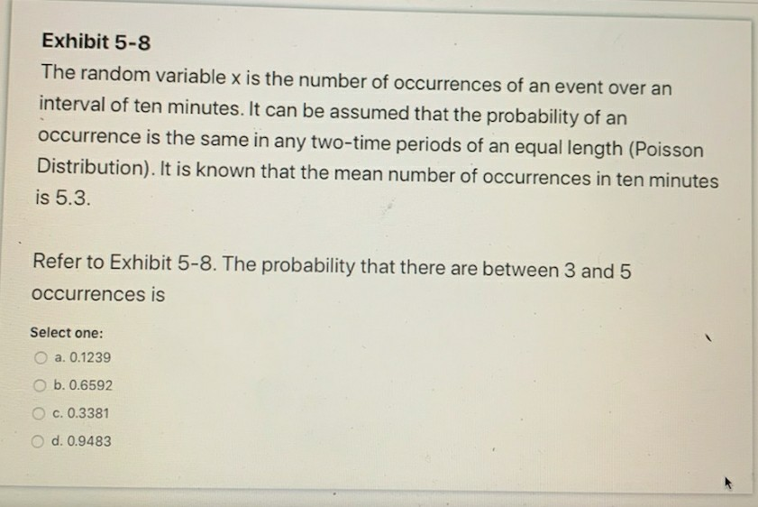 Solved Exhibit 58 The random variable x is the number of