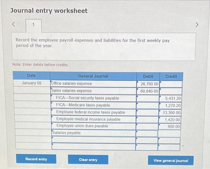 Solved On January 8, the end of the first weekly pay period | Chegg.com