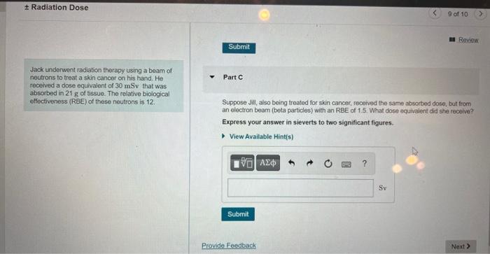 Solved ± Radiation Dose What absorbed dose of radiation did | Chegg.com