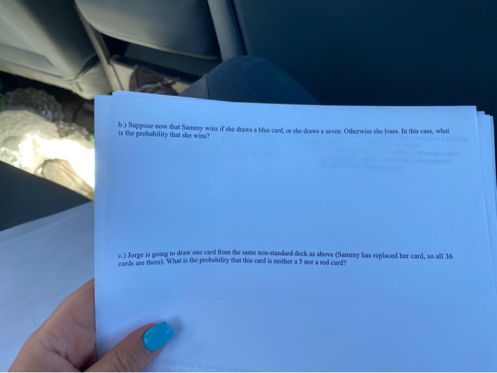 Solved 4. Consider the following nonstandard deck of cards.