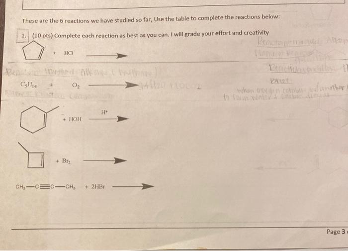 Solved Name the type of reaction for each reaction: | Chegg.com