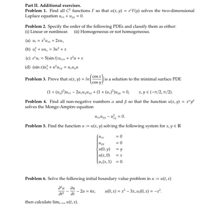 Solved Part II. Additional exercises. Problem 1. Find all C | Chegg.com