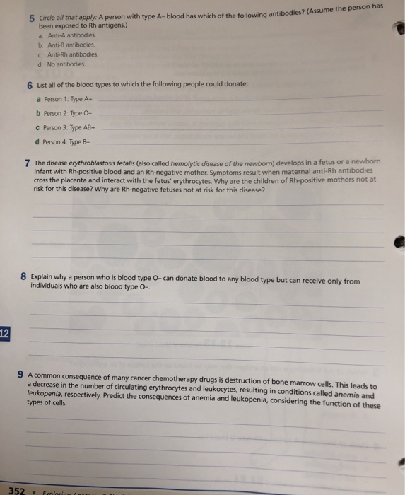 Solved 5 Circle all that apply: A person with type A-blood | Chegg.com