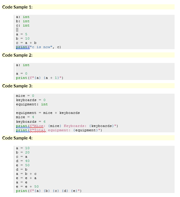 Solved Demonstrate how the following snippets of code | Chegg.com