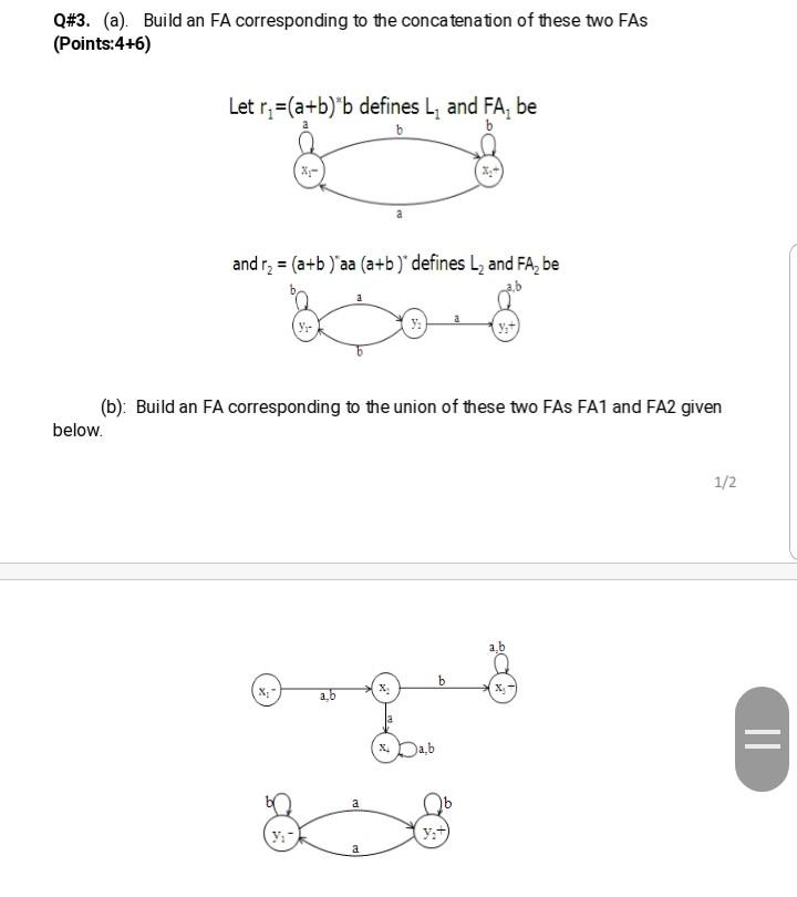 Solved Q#3. (a). Build An FA Corresponding To The | Chegg.com