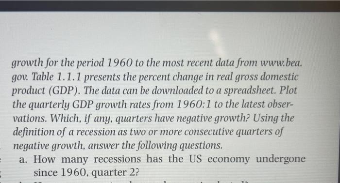 5. US Recessions This Section Looks At US Recessions | Chegg.com