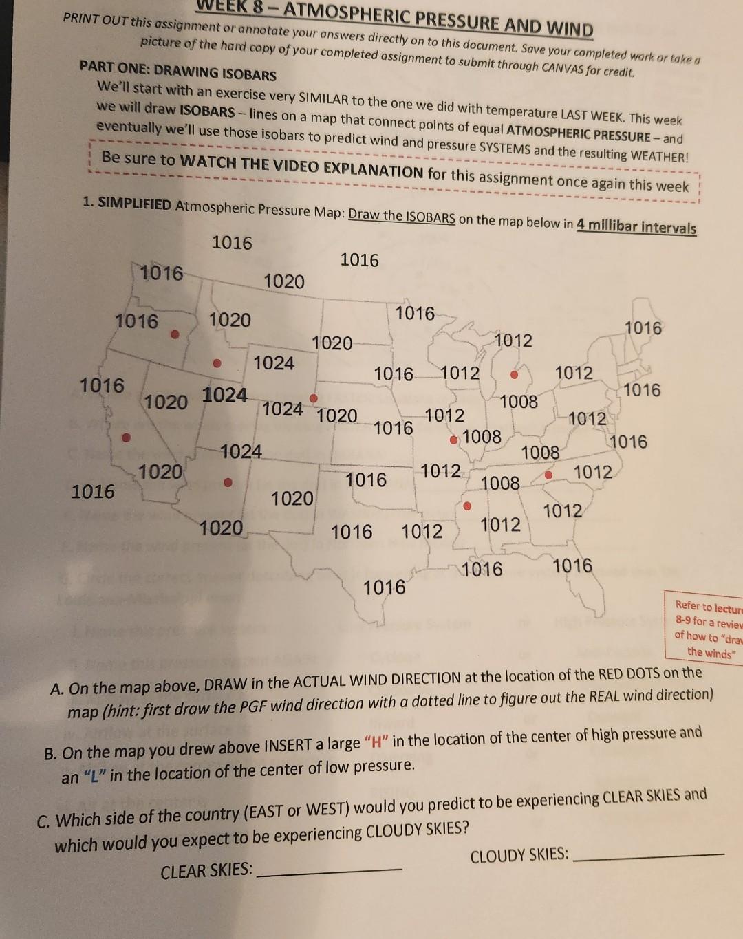 Solved WEEK 8 - ATMOSPHERIC PRESSURE AND WIND PRINT OUT This | Chegg.com