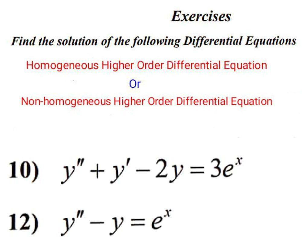 Solved Exercises Find the solution of the following | Chegg.com