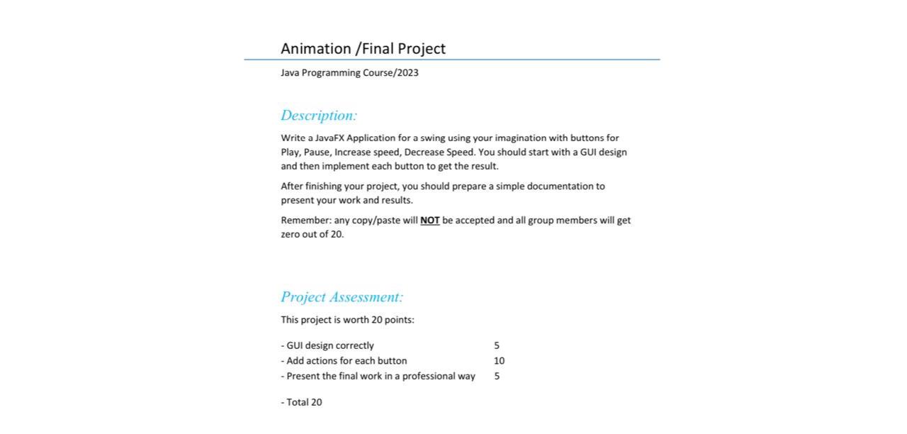 Solved Animation /Final ProjectJava Programming | Chegg.com