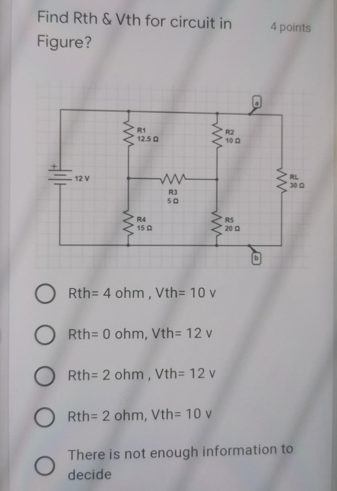 Solved Find Rth & Vth for circuit in 4 points Figure? R1 | Chegg.com