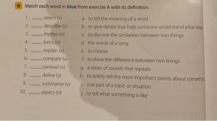 Match the words starting with b