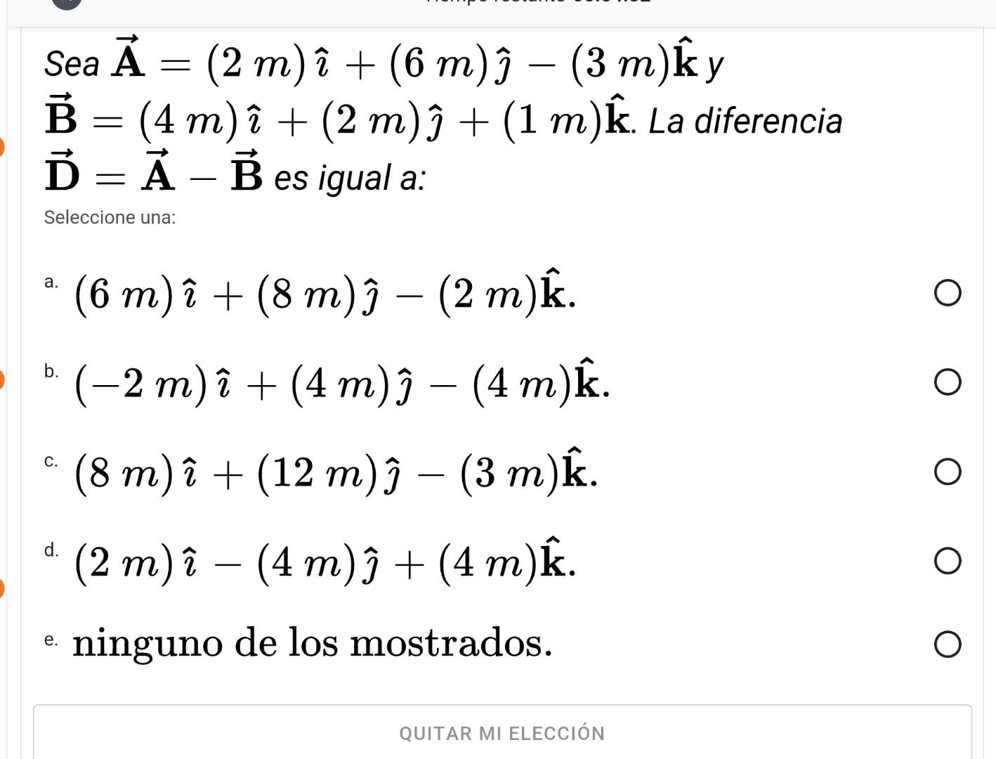 \( \begin{array}{l}\text { Sea } \overrightarrow{\mathbf{A}}=(2 m) \hat{\imath}+(6 m) \hat{\jmath}-(3 m) \hat{\mathbf{k}} y \