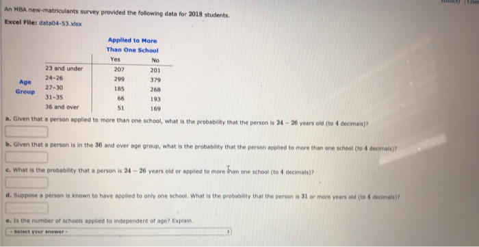 solved-an-mba-new-matriculants-survey-provided-the-following-chegg