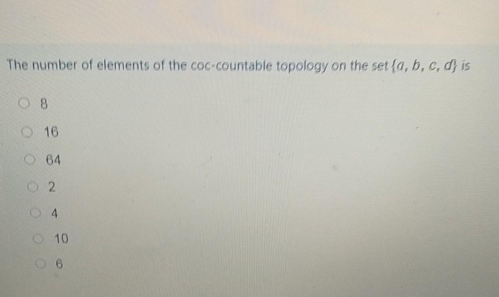 Solved The number of elements of the coc-countable topology | Chegg.com
