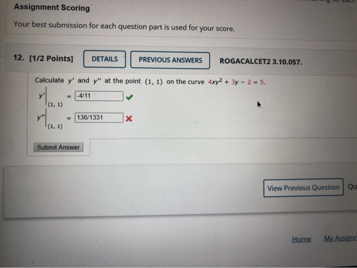 Solved Assignment Scoring Your best submission for each | Chegg.com