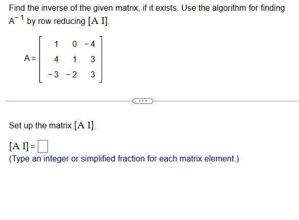 Solved Find the inverse of ﻿the given matrix, if it ﻿exists. | Chegg.com