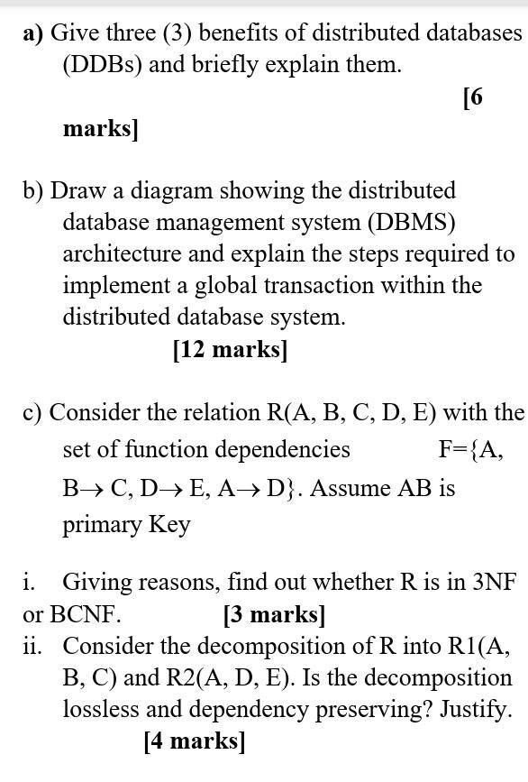 Solved a) Use the following database to answer the questions | Chegg.com