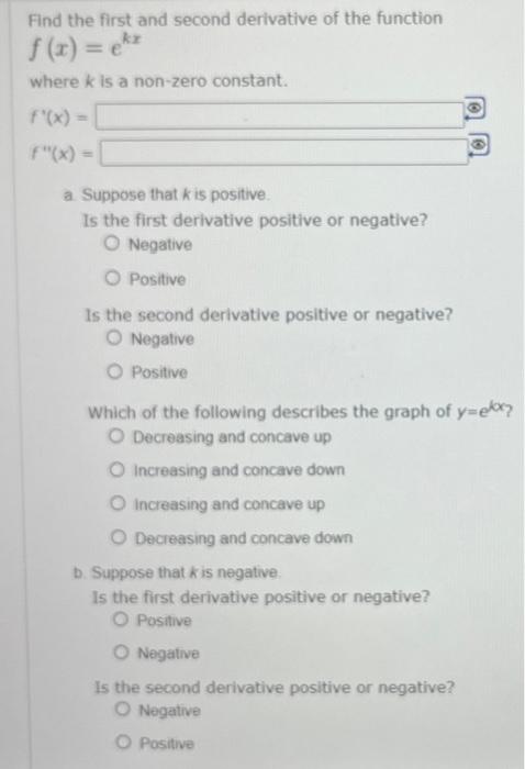 Solved Find the first and second derivative of the function | Chegg.com